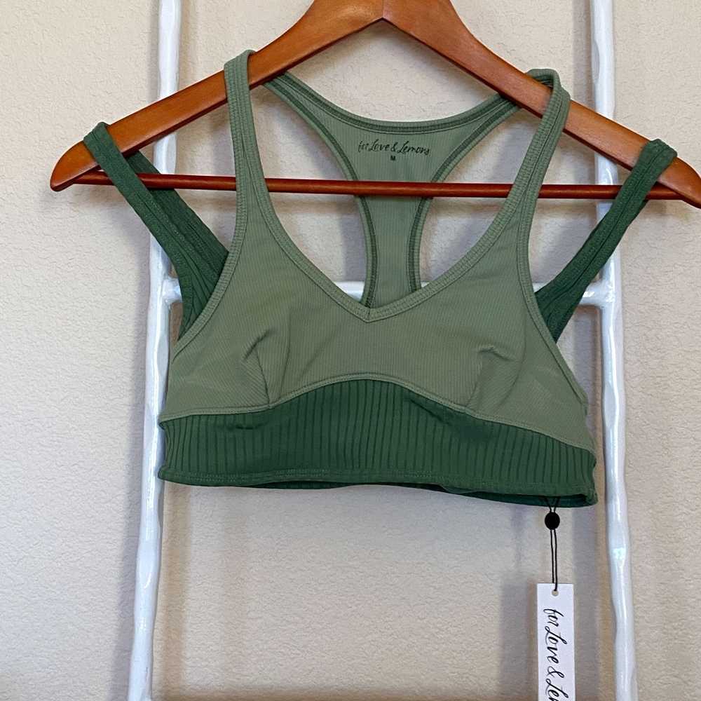 For Love and Lemons Romy Lounge Bra Top in Forest Green M